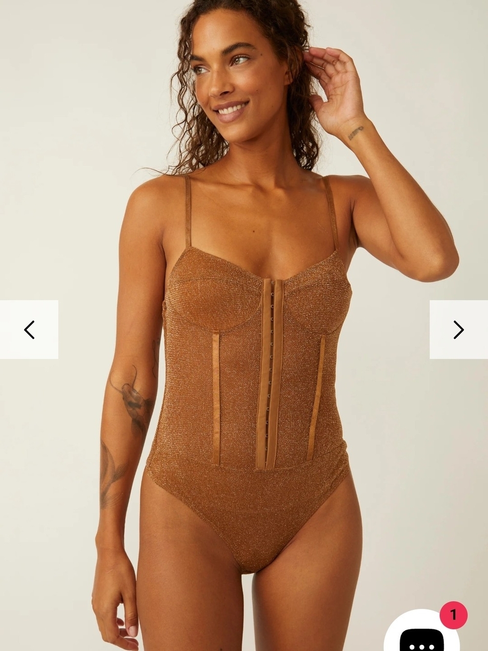 Free People Copper Shimmer Bodysuit